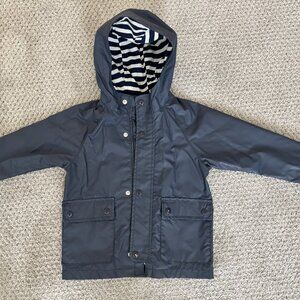 Gap Kids Unisex Navy Lined Hooded Rain Jacket 3T